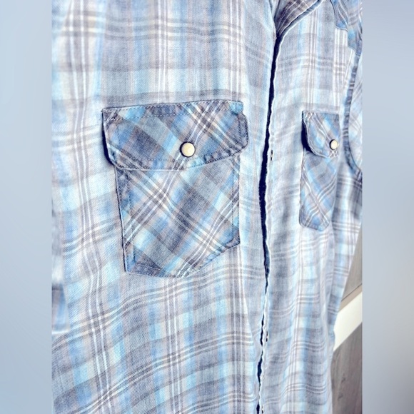 362. Flag and Anthem Frankfort Vintage Plaid Short Sleeve Western Shirt L - Picture 3 of 7